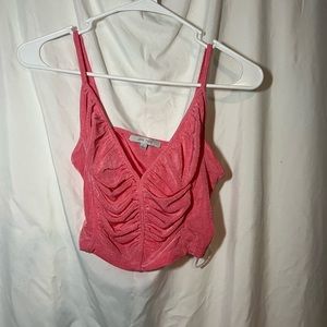Pink shimmery crop top, with adjustable straps - size large